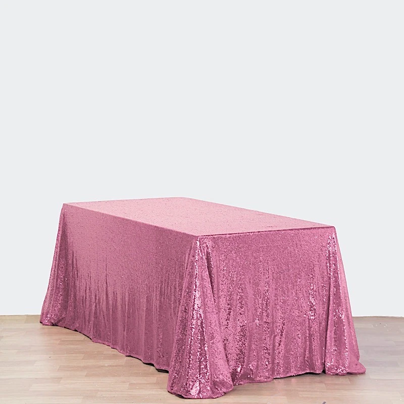 PINK Sequined 90x156" RECTANGLE TABLECLOTH Designer Wedding Party SALE - Image 3 of 4