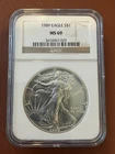 1989 MS-69 American Silver Eagle NGC Silver Coin Mint State ASE