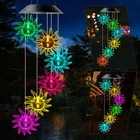 Solar Automatic Color-Changing LED Sunflower Wind Chime Light Garden Party Decor