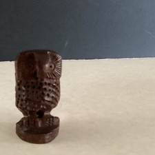 Statuette chouette oiseau en bois sculpté sur socle, figurine déco – 1 pièce
