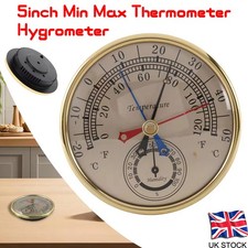 5" Min Max Thermometer Hygrometer Wall Mount Wall Hang Analog Indoor Outdoor UK