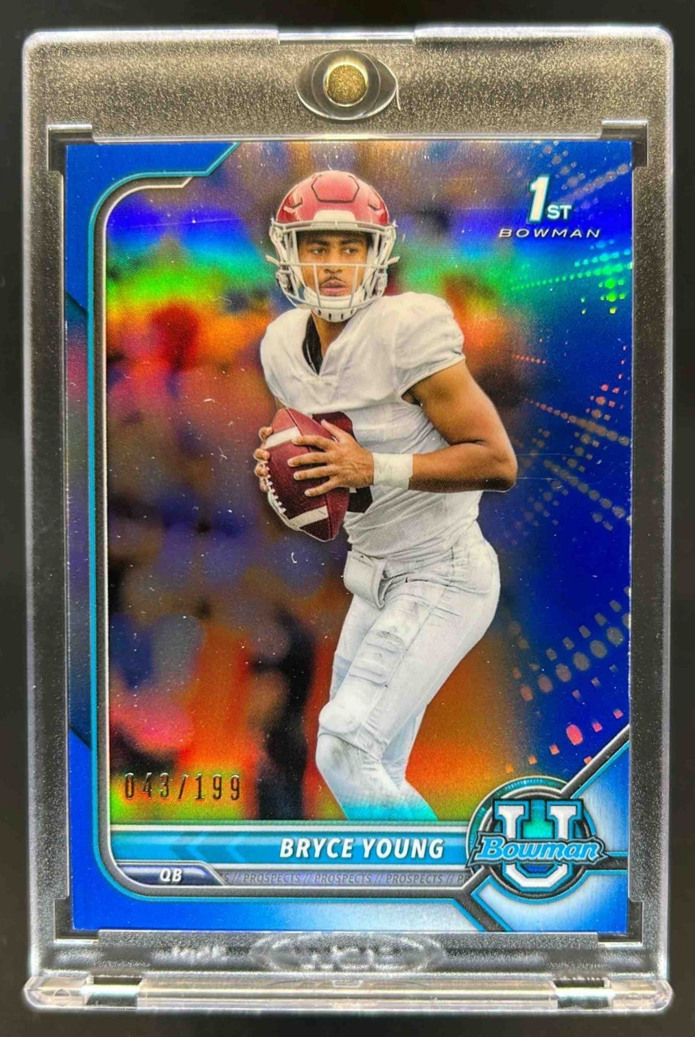2021 Bowman University Bryce Young Refractor 1st Chrome Blue #43/199