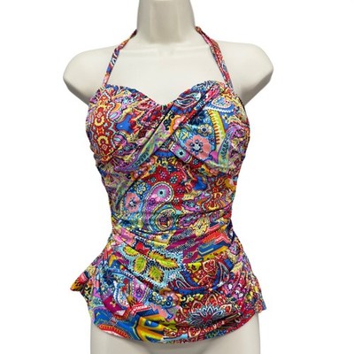 Bleu Rod Beattie Tankini Top Womens Multicolor Groovy Baby Twist Bandeau Size 12