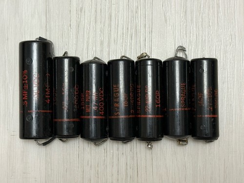 7 Pieces Used Sprague Capacitor 0.22MFD 0.47MFD 0.5MFD Black Beauty Untested