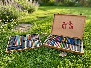 Caran d’Ache Artists Colours Vintage Set Wooden Box 39 Pieces Artists Coloured Pencils