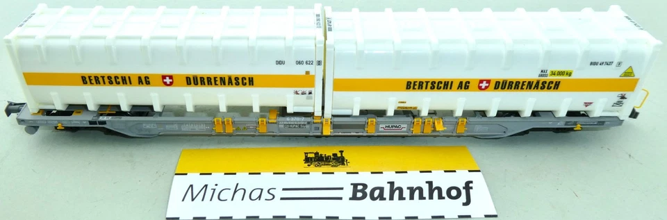 Kombi Modell Hupac Bertschi AG Dürrenäsch Sgns Containertragwagen H0 1:87 1HH3 å