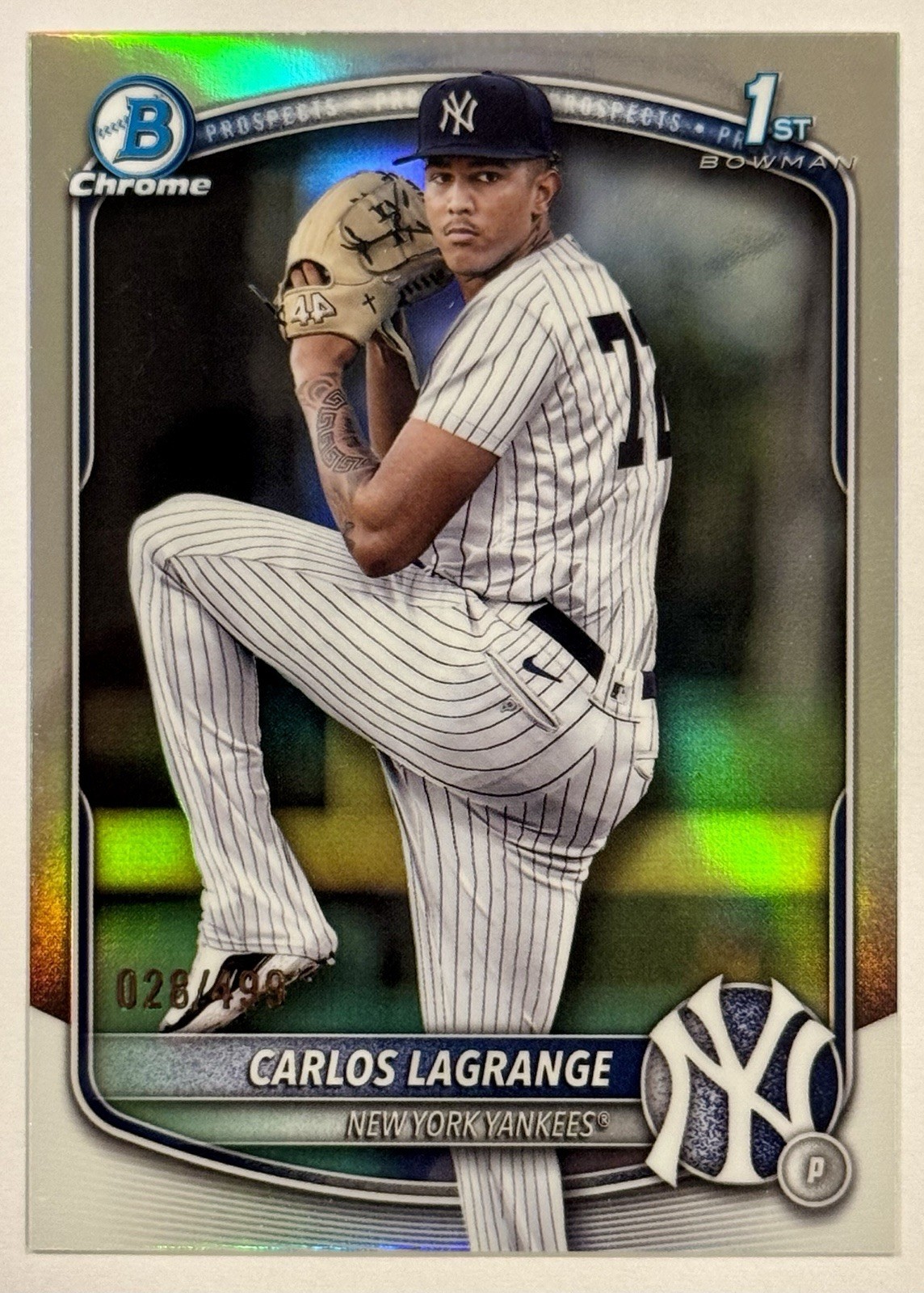 2025 Bowman Chrome Carlos LaGrange 1st Refractor #28/499 #BCP-202 Yankees