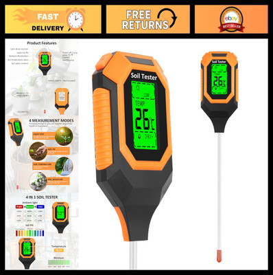 4-in-1 Soil Moisture Meter & pH Tester - Digital Plant Temperature & Light Inten