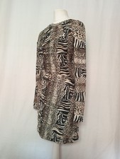Topshop Animal Print Long Sleeve Bodycon Dress Size UK 10