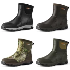 HISEA Men's Ankle Rain Boots Waterproof Non-Slip Hunting Garden Yard Work Boots