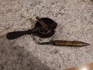 Vintage Lufkin Chrome Clad Atlas Oil Gauging Steel Tape W/ Brass Plumb Bob