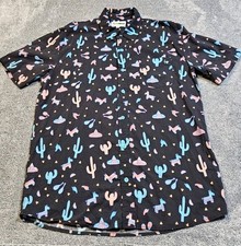 Tipsy Elves Collared Polo Men's Sz XL Midnight Fiesta Hawaiian Southwest Shirt