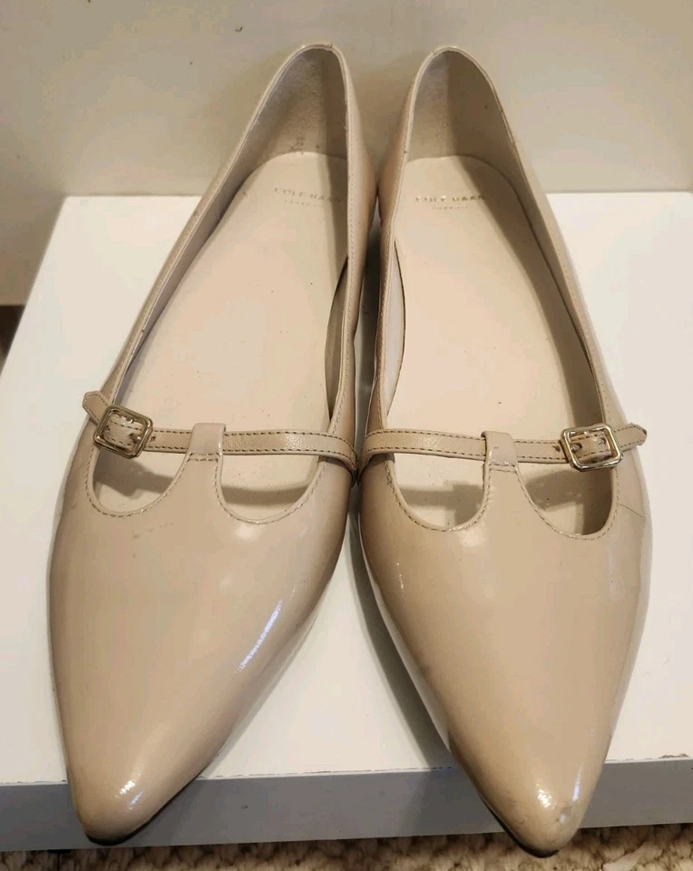 Cole Haan "Grand OS" Crema Charol T-Strap Mary Jane Pisos Talla 9 Ret. $278 Foto 2 de 4