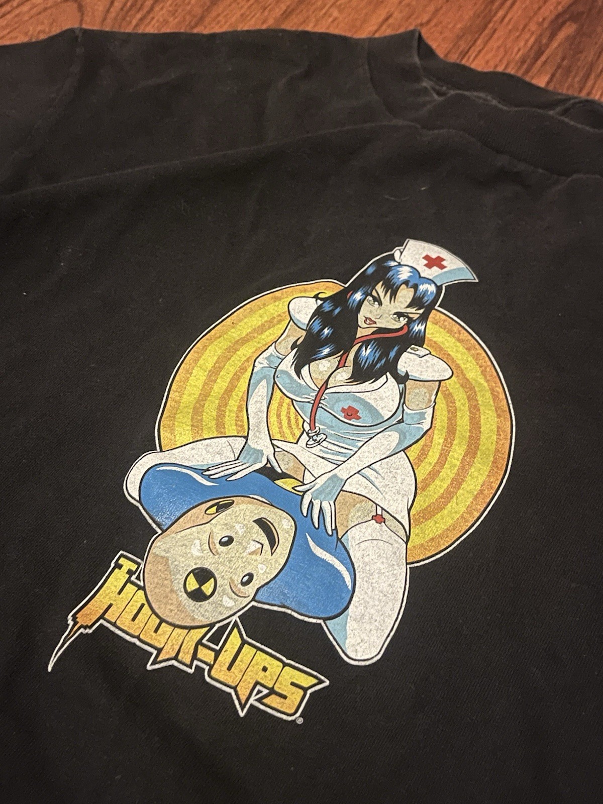 Vintage 90s Hook Ups Skate Anime Girl Shirt Nurse Girl & Test Dummy Rare Size M