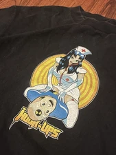 Vintage 90s Hook Ups Skate Anime Girl Shirt Nurse Girl & Test Dummy Rare Size M
