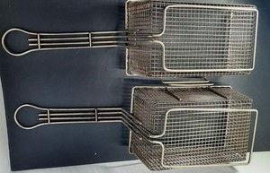 2 Commercial Deep Frying Baskets for Food Trucks, Restaurants, Cafe Coffee Shops