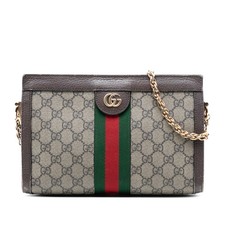 Authenticated Gucci Small GG Supreme Web Ophidia Chain Crossbody Beige