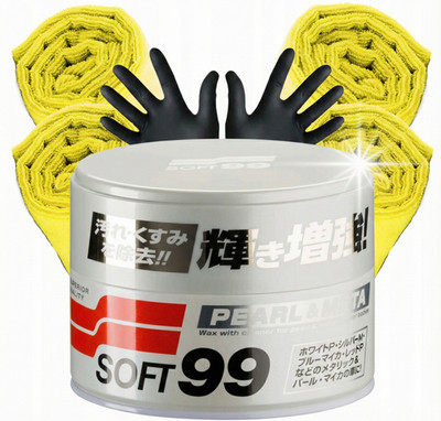 Soft99 White Soft Wax 350g Set + Mikrofaser IPA Autowachs Weiße Helle Lacke