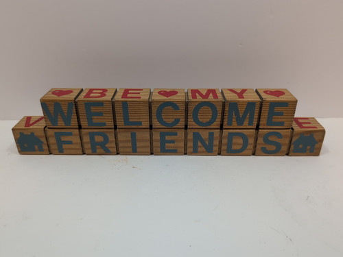 Vintage Homco Holzblock - Frohe Weihnachten - Be My Valentine - Willkommen Freunde - Ostern - Bild 1 von 5