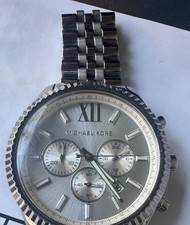 Michael Kors Lexington 45 Mm Chronograph Silver-Tone Watch MK8280