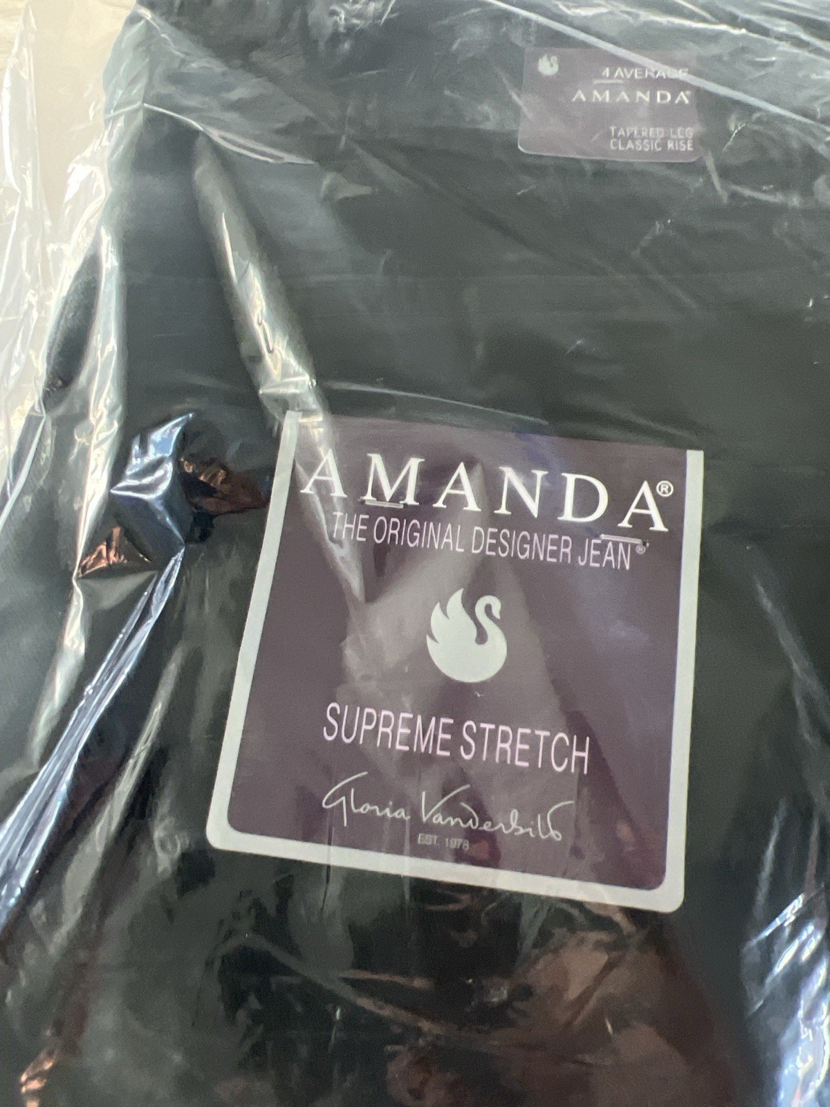 Gloria Vanderbilt Amanda Jeans Womens Size 10 Average Black Supreme Stretch