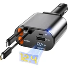 4-in-1 Retractable Car Charger Fast Phone Charger USB C PD 120W Car Adapter