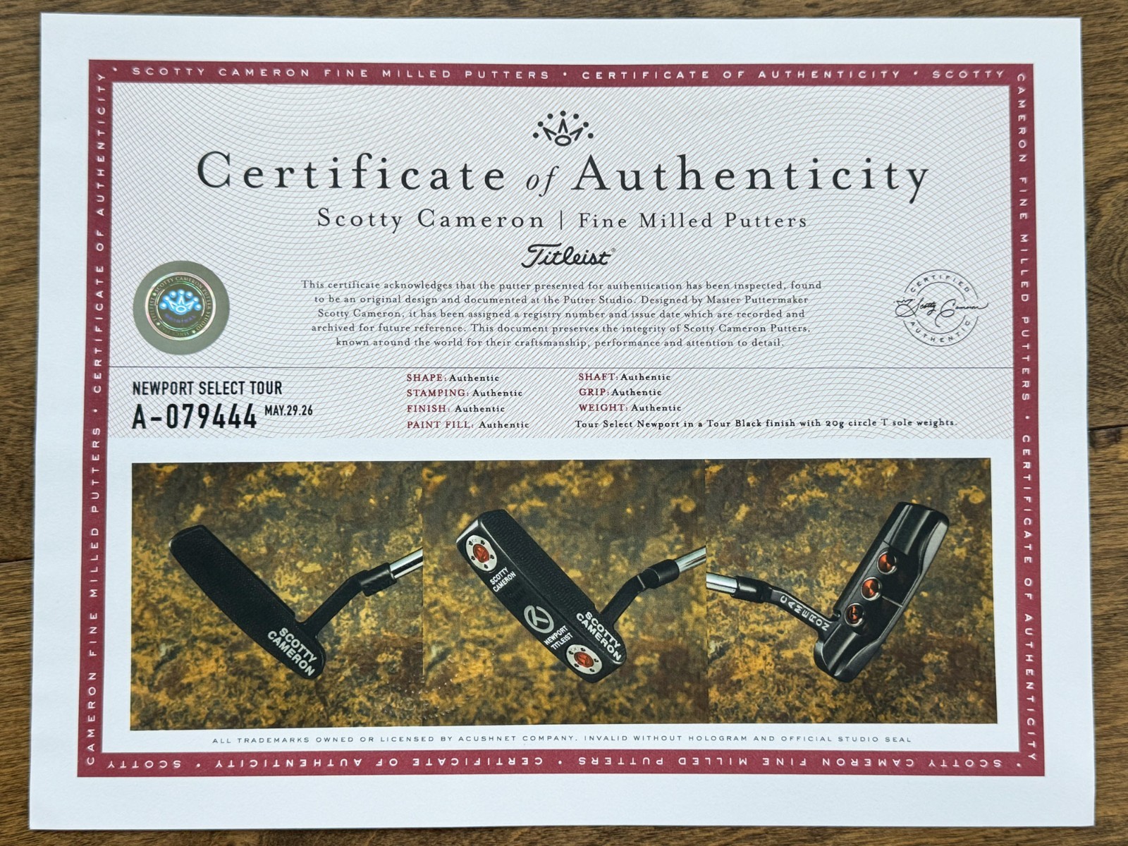 A079444, the certificate in an eBay listing's photos