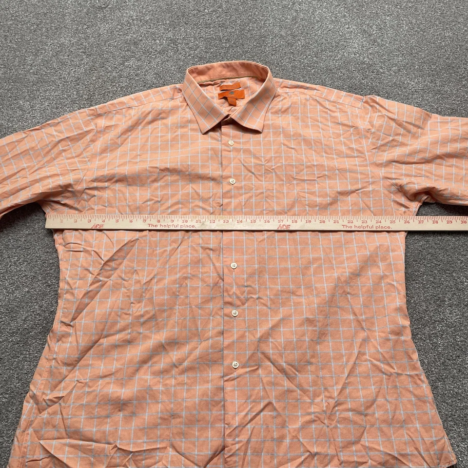 Рубашка мужская Egara 18 34-35 оранжевая без железа приталенная платье из египетского хлопка в клетку - Изображение 3 из 4