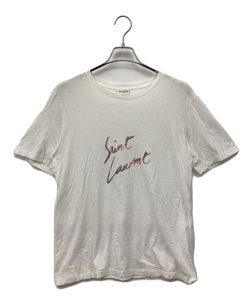 T shirt Saint Laurent Paris stampa logo bianca UP73 2018 00804