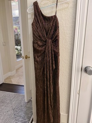 Adrianna Papell Dress Womens 4 Metallic One Shoulder Pleated Gown AP1E208794