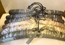Satin Lingerie Hangers Padded Silky Boudoir Clothes Gray  Yellow 13"W Set of 6