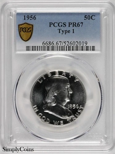 1956 Franklin Half Dollar Type 1 Proof PCGS PR67 Trueview 50C Silver