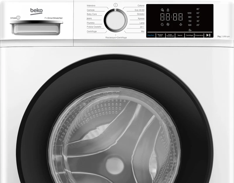Lavatrice BEKO 7 KG Slim Stretta 46 cm Classe A 1200 Giri Programma Rapido Vapor, fotografia 6 di 8