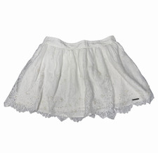 Abercrombie Fitch White Lace Skater Skirt Beaded Sequin Coquette Fairycore L