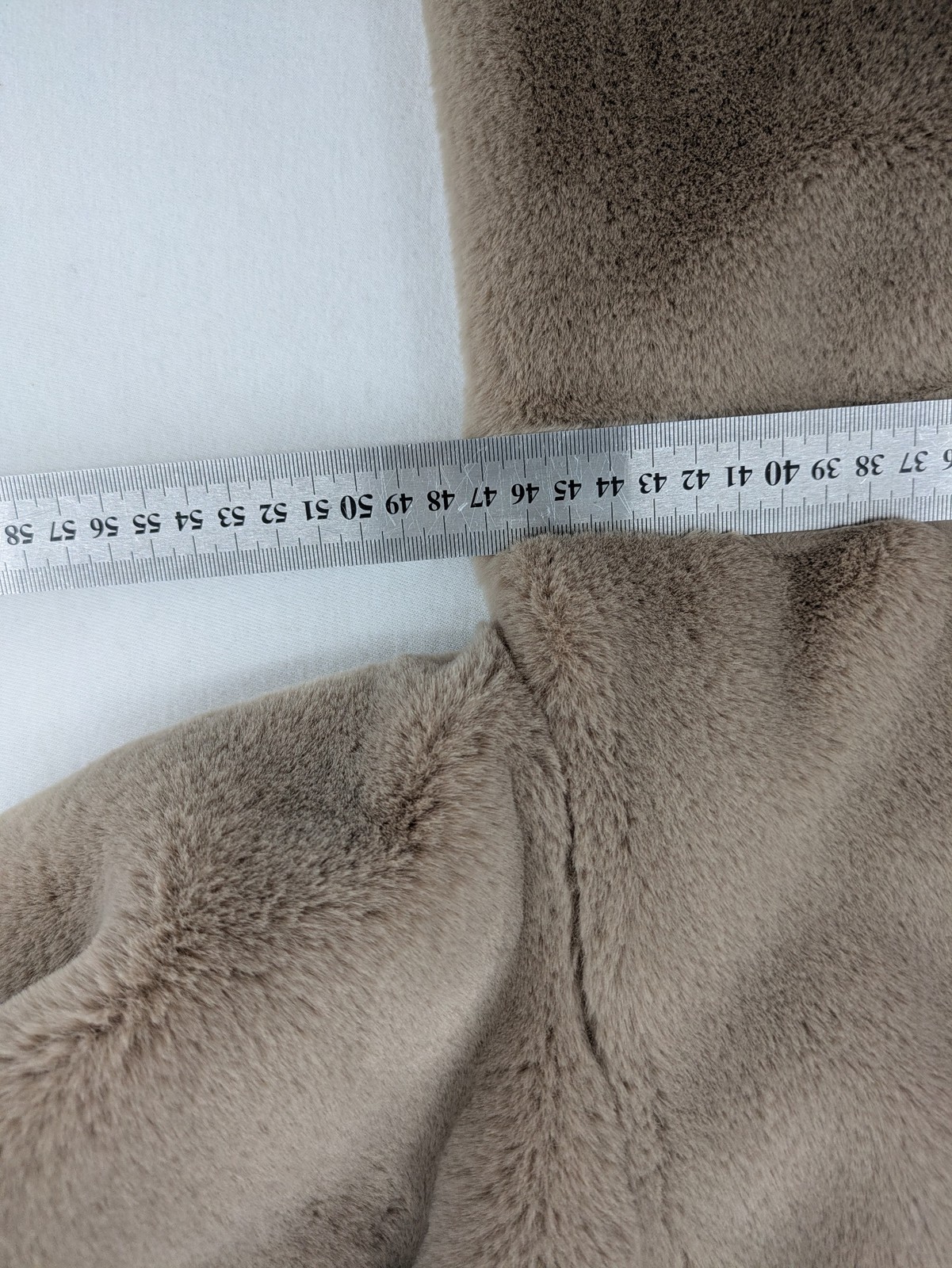 Damen Teddy Mantel Jacke M/L Webpelzmantel Plüschjacke Beige Kragenlos image 10