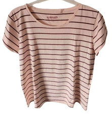 Colours Damen Basic Jersey T-Shirt Rosa gestr...