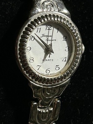 Jacques Couture Quartz Ladies Bracelet Watch Silver Tone Fluted Bezel - NEW BATT