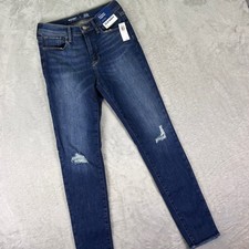NWT Old Navy Girls Rockstar Jeggings Size 14 Blue Distressed High-Rise Raw Hem