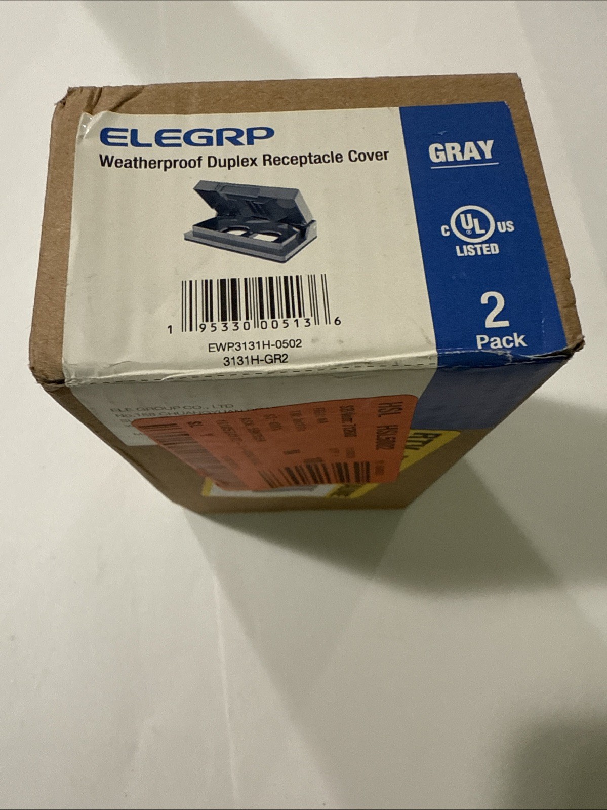 ELEGRP 1-Gang Horizontal Duplex Weatherproof Wall Plate Cover,  (2 pack, Gray)