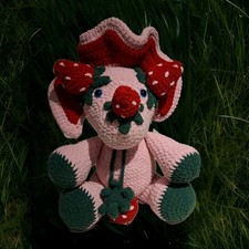 Handmade Crocheted Cottage Core Themed Dinosaur Strawberry Triceratop Plush XL