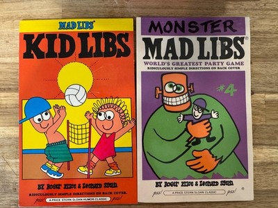 Vintage Mad Libs Party Game Sooper Dooper, Monster, Off The Wall Lot Of 2 