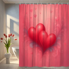 Charming Red Hearts Shower Curtain for Valentine's Day Decor