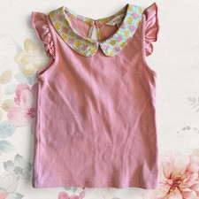 Matilda-jane Girls 4 Pink Ribbed Tank Flutter Sleeve and Yellow Floral Collar