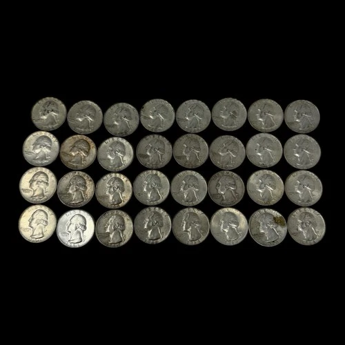 1964-D Washington Quarter 90% Silver (Lot Of 32  Quarters - $8 Face Value)