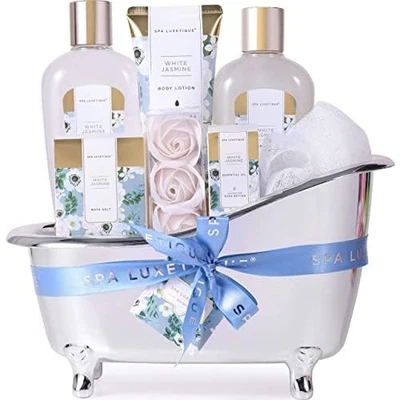 Spa Luxetique Spa Gift Set,Pamper Gift Sets for Women, 8pcs Jasmine Bath Gifts