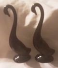 Vintage Pair of 2 MCM Redware Swan Figurines w/ Brown & Blue Glaze — photo 9