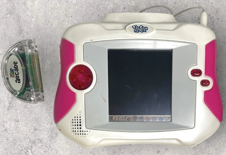 Fisher Price Mattel Pixter 2005 sistema de juego de aprendizaje con juego arcade probado rosa Foto 2 de 4