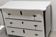 Chest of Drawers 1920s Refurbished Organic White Black Matt With 3 Drawers