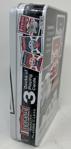 IMPERIAL QUALITY 3-DECK PACK OF PLAYING CARDS IN COLLECTOR'S TIN NEW IN PLASTIC - Picture 6 of 7