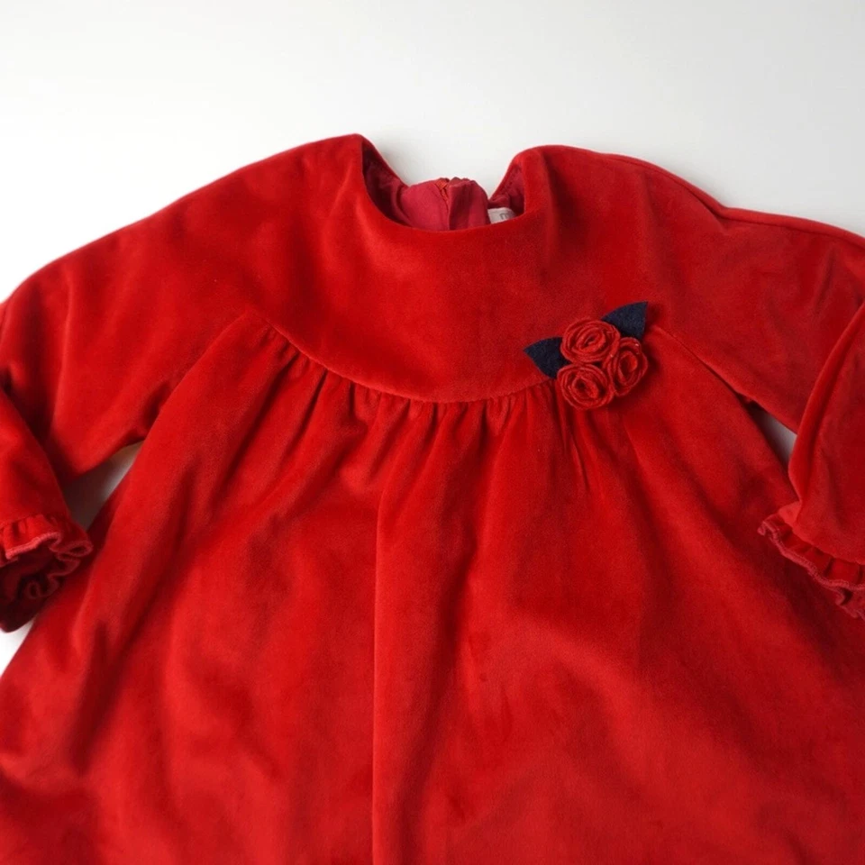 Vestido de fiesta Mayoral con apliques de flores de terciopelo vacaciones Navidad bebé 12 m Foto 2 de 4